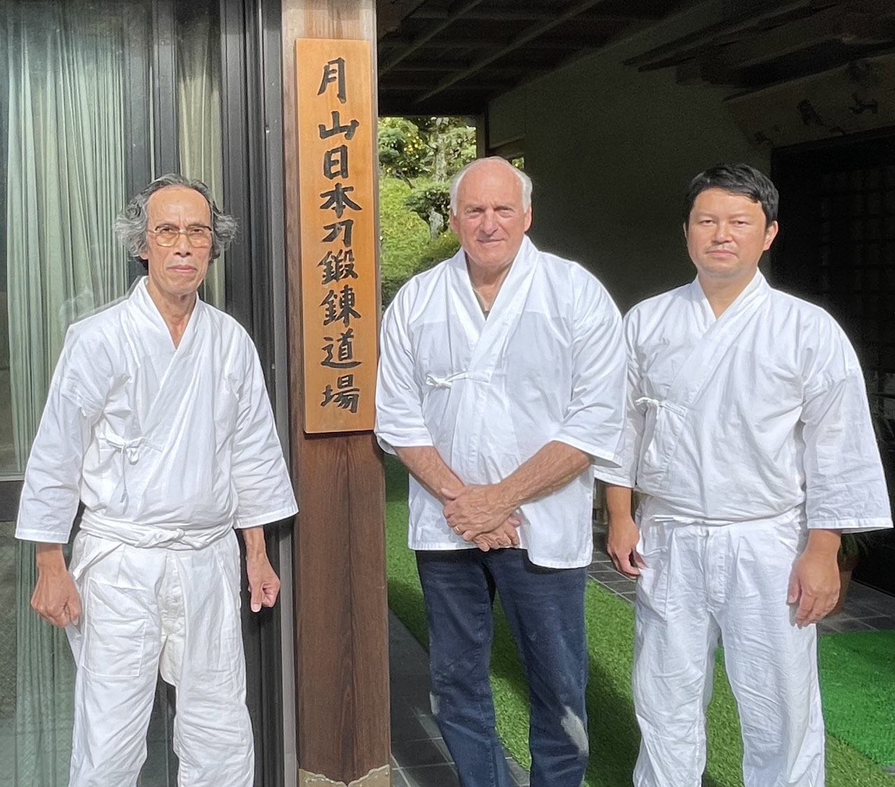The greatest living samurai smith, Gassan Sadatoshi and his son, Sadanobu, at the Master's home. Over 9 centuries of samurai sword tradition!